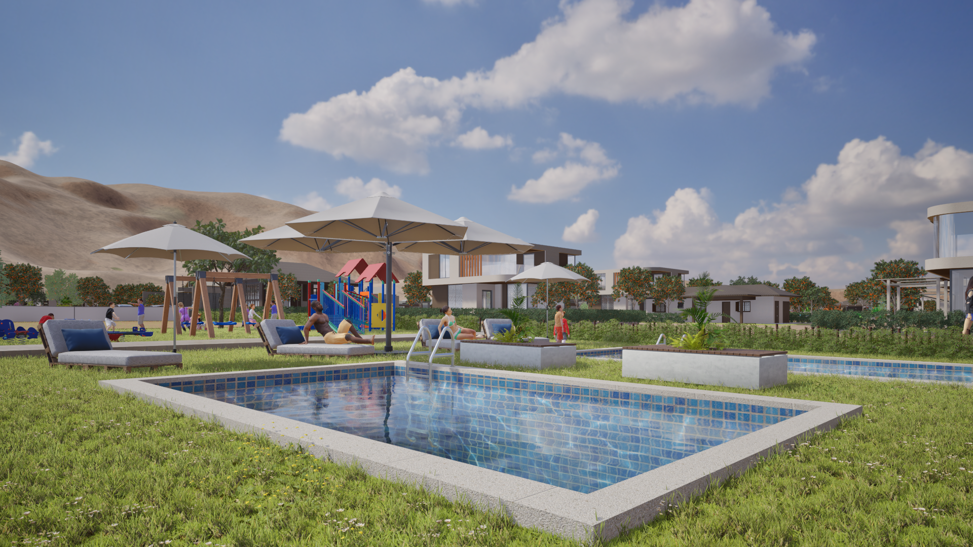 Render 3D del proyecto La Finca de Don Pedro — vista 2